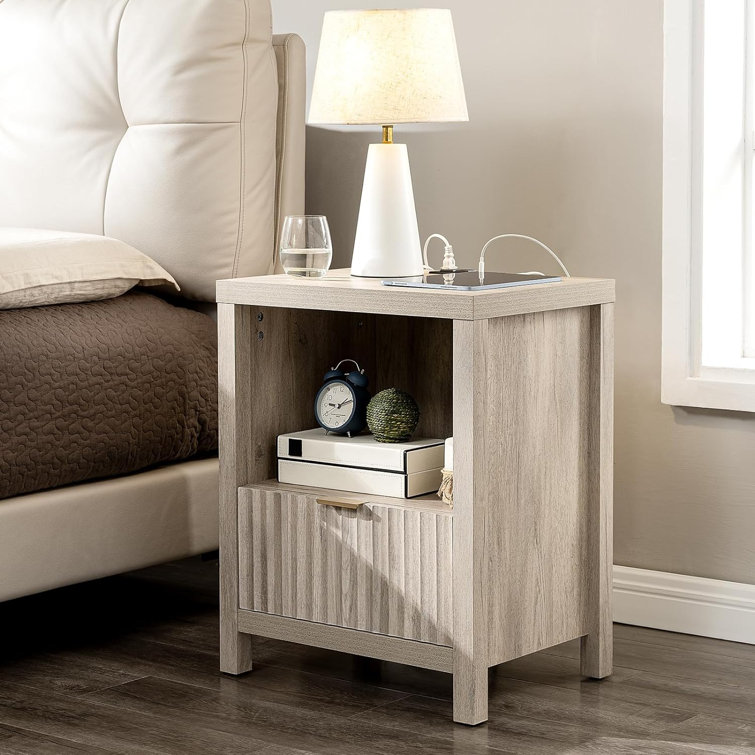 Arrilla 25 Tall 1 Drawer Nightstand with Built in Outlets Latitude Run Color Sand Oak
